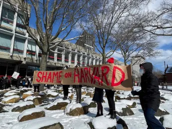 Photograph of February 14 Harvard student protest about harassment