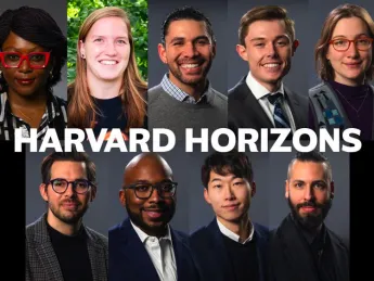 Photomontage of the nine graduate student presenters at the 2023 Harvard Horizons symposium