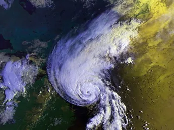 Satellite image of Hurricane Bob approaching New England in August 1991
