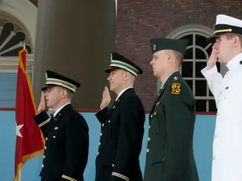 The Harvard ROTC class of 2011: (from left) Christopher W. Higgins, Aaron R. Scherer, Michael G. Schoenen, and James D. Reach