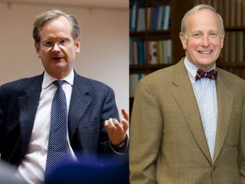 From left, Lawrence Lessig and Malcolm Salter