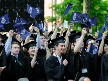 Lowell House seniors brandish their banners proudly.