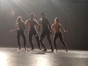 Harvard dancers Rebecca Neumann, Rossi Walter, Nazc-a-ru Gonzalez, and Halimeda Glickman-Hoch perform "Quartet for the End of Time."