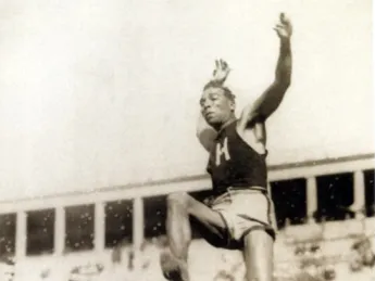 Edward O. “Ned” Gourdin set the world record in the long jump at Harvard Stadium in 1921. His leap of 25 feet 3 inches stood as the Harvard record for 93 years.