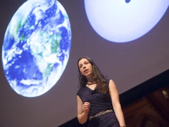 Elisabeth Newton, a Ph.D. candidate in astronomy, explains how scientists learn about planets via their stars.