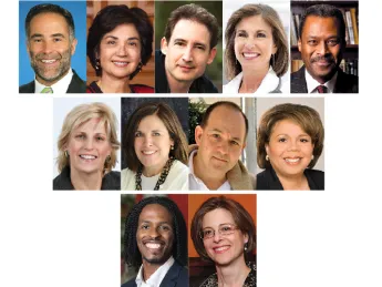Overseers (top row from left): R. Martin Chávez, Fernande R.V. Duffly, Brian Greene, Beth Y. Karlan, and John Silvanus Wilson Jr. Directors (second row from left): Paige Ennis, Ellen M. Guidera, Andrew Herwitz, Sharon E. Jones, (third row from left ) Tracy Moore II, and Ariel Zwang