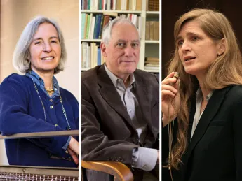 From left: Martha Minow, Robert Darnton, and Samantha Powers