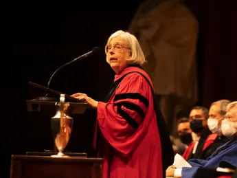 Theda Skocpol speaking at Sanders Theatre