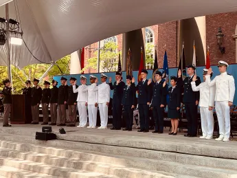 Photo of ROTC graduates being sworn in.