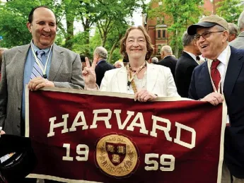 Fiftieth reunioners David Leipziger, Kitty Beer, and Howard Kristol, J.D. ’62.