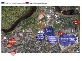 A map of projects under way and projects recommended by the Allston Work Team (<a href="http://harvardmagazine.com/sites/default/files/allston-plans-2011.png">View larger map</a>)
