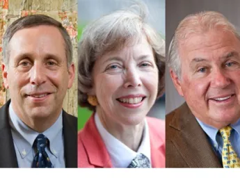 From left to right: Lawrence S. Bacow, Susan L. Graham, and Joseph J. O'Donnell
