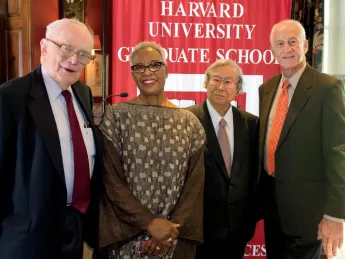 From left to right: Richard Wall Lyman, Nell Irvin Painter, Heisuke Hironaka, and Jeffrey Alan Hoffman