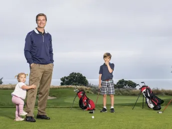 John West with his children—Georgia (20 months), Jack (8 years), and Danny (5 years)—at-hand audience members for, and friendly critics of, The Whistle 