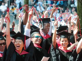 Brand-new doctors (from left) Sheena Chew, Sagar Anil Patel, Benedict Uchenna Nwachukwu (also M.B.A. &rsquo;13), Stephanie Marie Cant&uacute;, Emily Morell Balkin, Sidharth Venkata Puram (also Ph.D. &rsquo;11), and Kristine Marie Specht