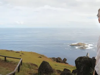 Andy Sharpless on Easter Island. He predicts that proposed restrictions on fishing will help regenerate marine life in the surrounding waters within a decade. 
