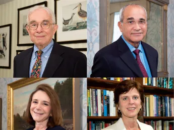 Clockwise from top left: Everett Mendelsohn, Arnold Rampersad, Louise Richardson, and Sherry Turkle 