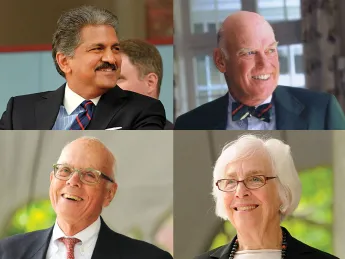 Clockwise from top left: Anand G. Mahindra, J. Louis Newell, Emily Rauh Pulitzer, John P. Reardon Jr.