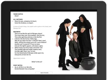 In the e-book version of <i>Macbeth,</i> the witches&rsquo; dark mischief unfolds beside the text.