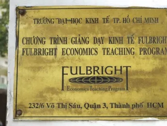 The Fulbright Economics Teaching Program’s nameplate at its campus in Ho Chi Minh City