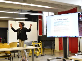 In her opening remarks, physics professor Melissa Franklin stressed the importance of creating spaces where students can engage in hands-on learning.
