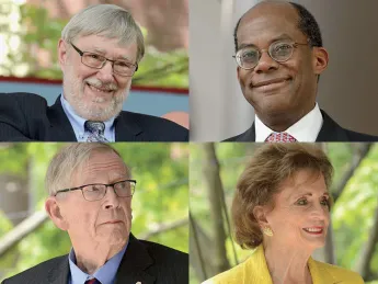 Top row from left: Thomas G. Everett and Roger W. Ferguson Jr. Bottom row from left: John H. McArthur and Betsey Bradley Urschel