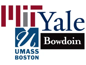Logos for MIT, Yale University, Bowdoin College, and UMass Boston