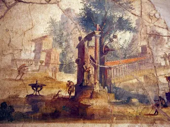 Painted fresco of a landscape, from a Roman villa