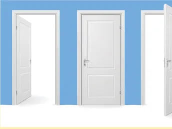 Illustration of open doors, tied to concept of commitment instead of just seeking opportunities