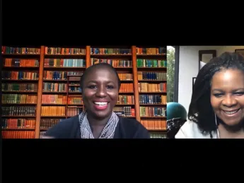 Screenshot of Sherri Ann Charleston and Annette Gordon-Reed in conversation