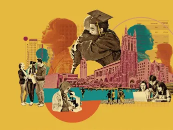 Illustration of students and challenges in college today