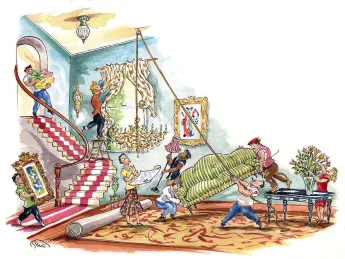 Cartoon of Anne Pusey redecoration president’s house 1953