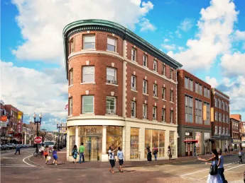 A rendering of what the Abbott Building will look like as part of "The Collection at Harvard"