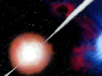 Gas jets punch out of the collapsing star and blast into space, producing gamma rays that can be detected billions of light years away.  