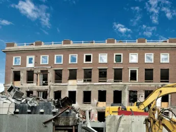The view on Prescott Street, east of the Fogg, following demolition of Werner Otto Hall