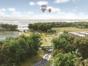 A design for an urban park in in Santiago, Chile, by Daniel Ibañez, M.Des.S. ’12, who won second place in the International Landscape Competition for this “Parque de la Ciudadania.” 