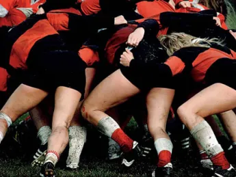 Radcliffe rugby players in action in 1984
