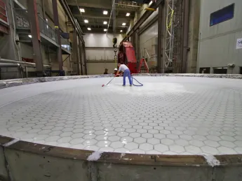 Cleaning the second GMT mirror blank at the Steward Observatory Mirror Lab beneath Arizona Stadium, Tucson