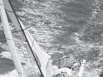 Wilson’s vessel, <i>Great American III</i>. Wilson is barely visible just behind the cockpit at upper right.