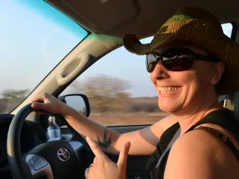 Assistant professor of human evolutionary biology Katie Hinde in Namibia 