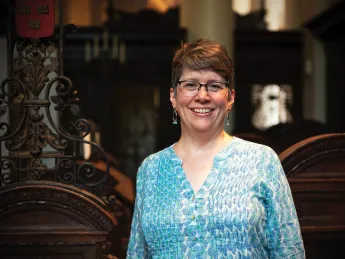 A portrait of Stephanie Paulsell, interim Pusey Minister in the Memorial Church
