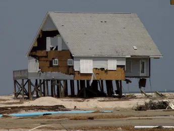 Photograph of Dauphin Island, Alabama, after Hurricane Katrina, 2005, illustrating risks of coastal development as climate change progresses