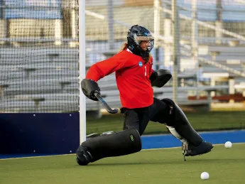 Ellie Shahbo blocking a shot during practice