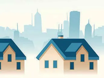 Illustration of housing outside a central city