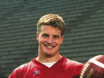 Quarterback Ryan Fitzpatrick ’05. His ability to throw, scramble, and run creates havoc for opposing defenses.