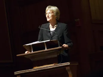 Harvard president Drew Faust marks the start of the academic year with an address in Sanders Theatre. 