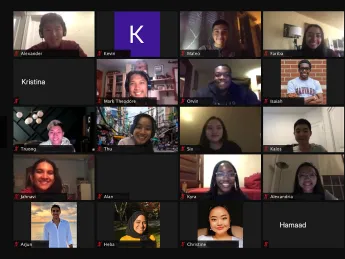 Group of people attending a virtual meeting