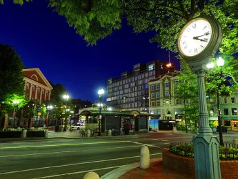 Harvard Square at night