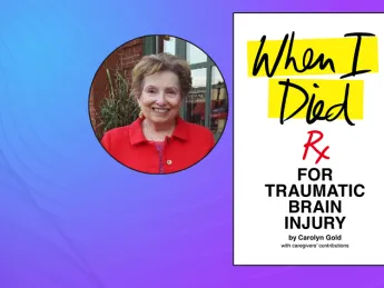 Photo of Carolyn Gold and the cover of her book, When I Died