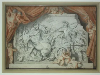 Roman statue of Diomedes with babies crawling on it